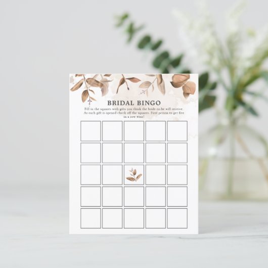 Boho Rustic Florals Brautparty Bingo Game (Stehend Vorderseite)