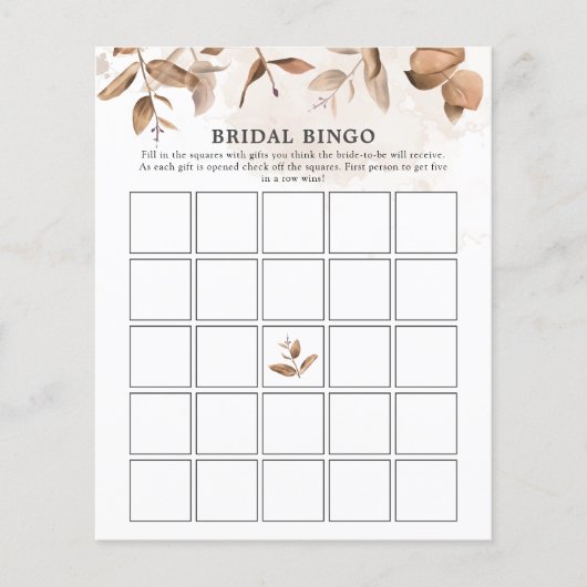 Boho Rustic Florals Brautparty Bingo Game (Vorderseite)