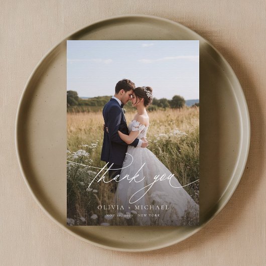 Boho Rustic Foto Wedding Dankeskarte