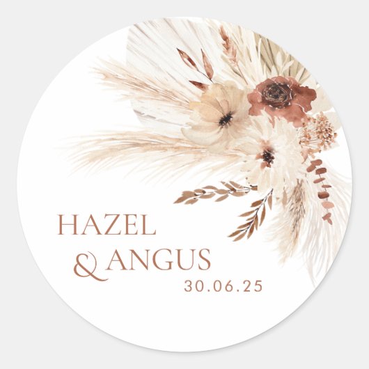 Boho Rustic Gastgeschenk Hochzeit Aufkleber (Vorderseite)