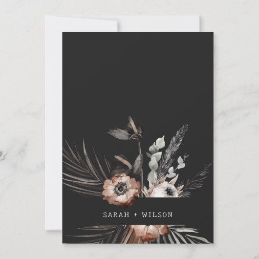 Boho Rustic Gothic Rust Black Botanical Wedding Dankeskarte (Rückseite)