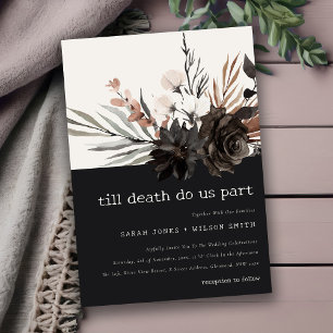 Boho Rustic Gothic Rust Black Botanical Wedding Einladung