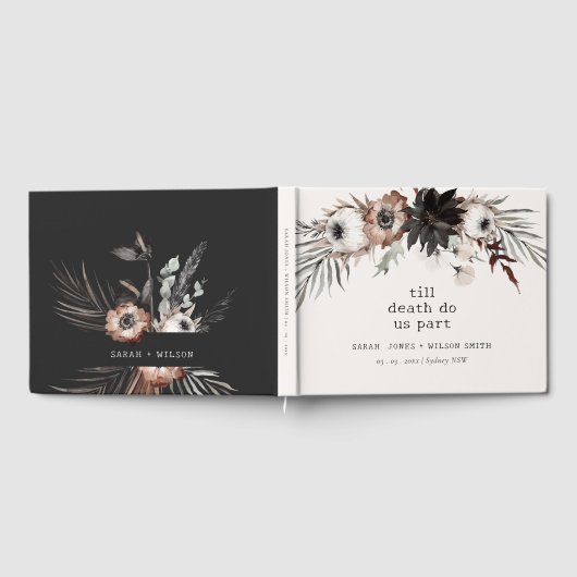 Boho Rustic Gothic Rust Black Botanical Wedding Gästebuch (Voll)