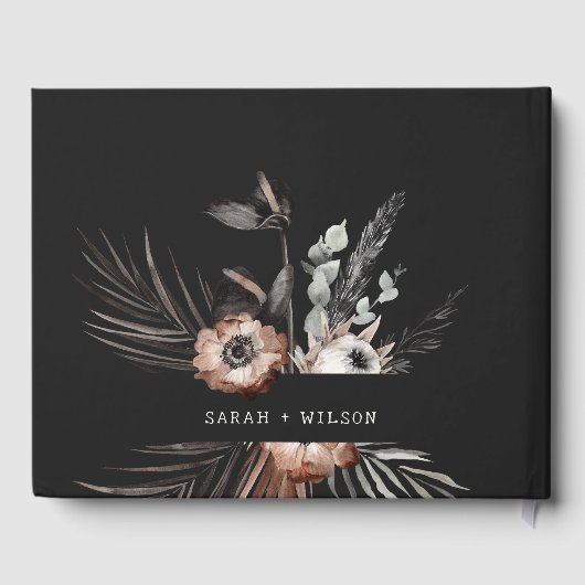 Boho Rustic Gothic Rust Black Botanical Wedding Gästebuch (Rückseite)