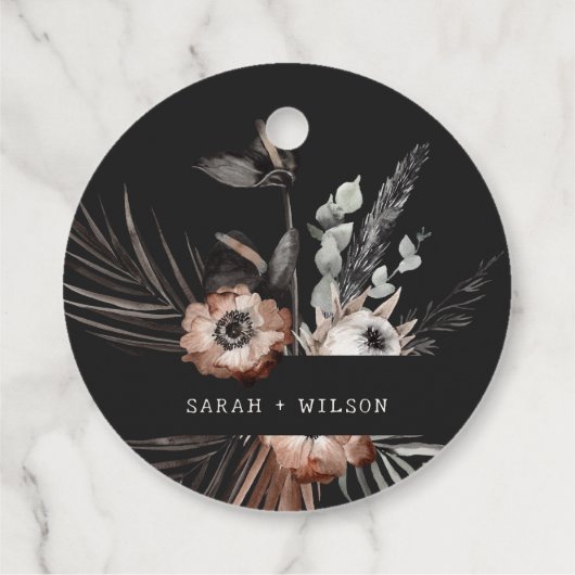 Boho Rustic Gothic Rust Black Botanical Wedding Geschenkanhänger (Rückseite)