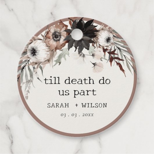 Boho Rustic Gothic Rust Black Botanical Wedding Geschenkanhänger (Vorderseite)