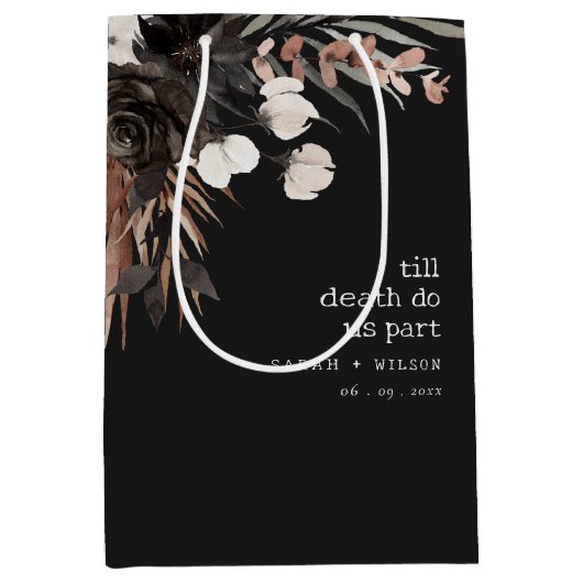 Boho Rustic Gothic Rust Black Botanical Wedding Mittlere Geschenktüte (Vorderseite)