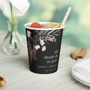 Boho Rustic Gothic Rust Black Botanical Wedding Pappbecher