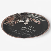 Boho Rustic Gothic Rust Black Botanical Wedding Pappteller (Schrägansicht)