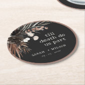 Boho Rustic Gothic Rust Black Botanical Wedding Runder Pappuntersetzer (Angewinkelt)