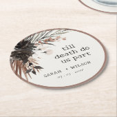 Boho Rustic Gothic Rust Black Botanical Wedding Runder Pappuntersetzer (Angewinkelt)