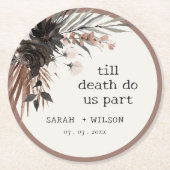 Boho Rustic Gothic Rust Black Botanical Wedding Runder Pappuntersetzer (Vorderseite)