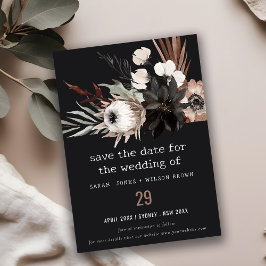 Boho Rustic Gothic Rust Black Botanical Wedding Save The Date