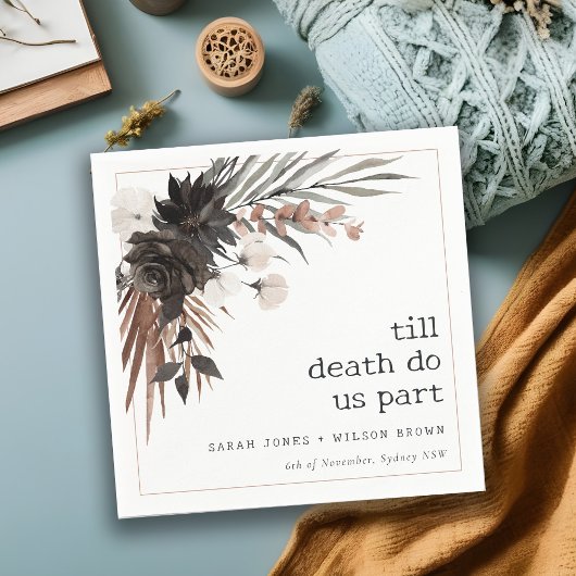 Boho Rustic Gothic Rust Black Botanical Wedding Serviette