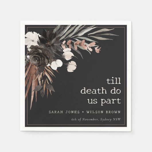 Boho Rustic Gothic Rust Black Botanical Wedding Serviette (Vorderseite)