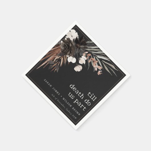 Boho Rustic Gothic Rust Black Botanical Wedding Serviette (Ecke)