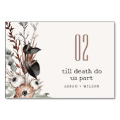 Boho Rustic Gothic Rust Black Botanical Wedding Tischnummer (Rückseite)