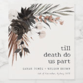 Boho Rustic Gothic Rust Black Botanical Wedding Weinetikett (Einzelnes Label)