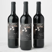 Boho Rustic Gothic Rust Black Botanical Wedding Weinetikett (Flaschen)