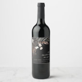 Boho Rustic Gothic Rust Black Botanical Wedding Weinetikett (Vorderseite)