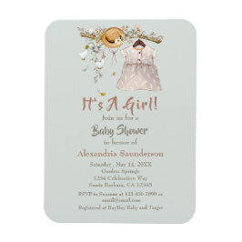 Boho Rustic Greenery Baby Girl Magnet