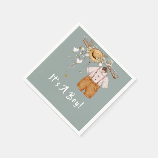 Boho Rustic Greenery Boy Serviette (Ecke)