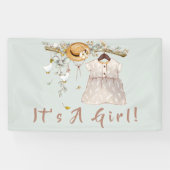 Boho Rustic Greenery Girl Baby Banner (Horizontal)