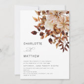 Boho Rustic Herbst Herbst verlässt Blumenhochzeit Einladung (Vorderseite)