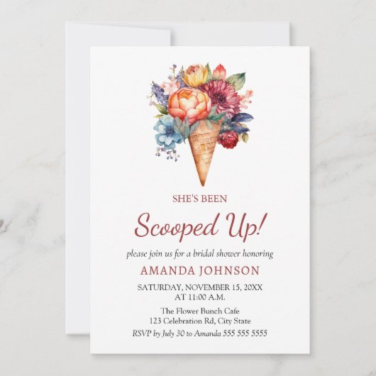 Boho Rustic Ice Cream Bridal Dusche Einladung (Vorderseite)