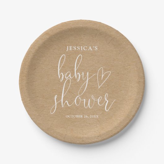 Boho Rustic Kraft Gender Neutral Baby Dusche Pappteller (Vorderseite)