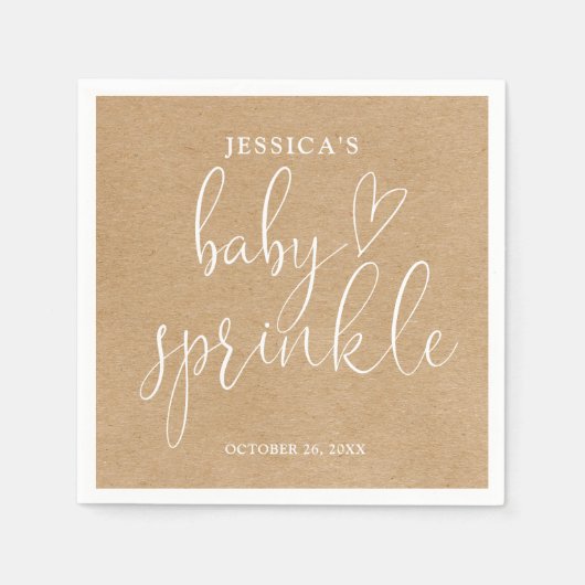 Boho Rustic Kraft Neutral Baby Sprinkle Dusche Serviette (Vorderseite)