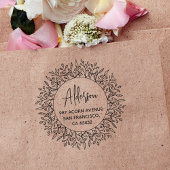 Boho Rustic Laurel Foliage Circle Rücksendeadresse Gummistempel