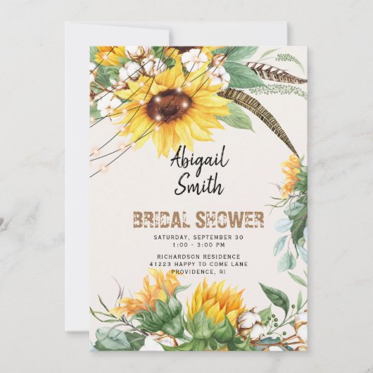 Boho Rustic Lights Sonnenblumen Brautparty Einladung (Vorderseite)