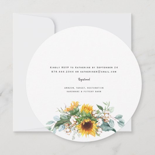 Boho Rustic Lights Sonnenblumen Brautparty Rund um Einladung (Rückseite)