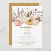 Boho Rustic Little Pumpkin Baby Shower Einladung (Vorne/Hinten)