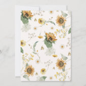 Boho Rustic Little Sunflower Bee Baby Dusche Einladung (Rückseite)