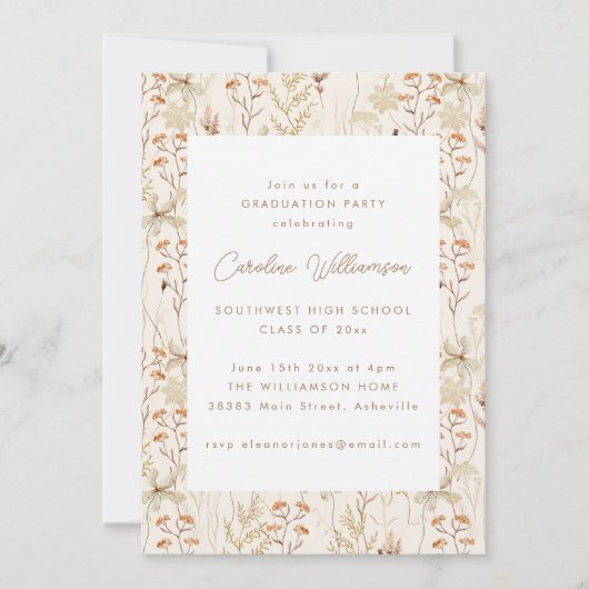 Boho Rustic Meadow Blume Blumenstudium Party Einladung (Vorderseite)