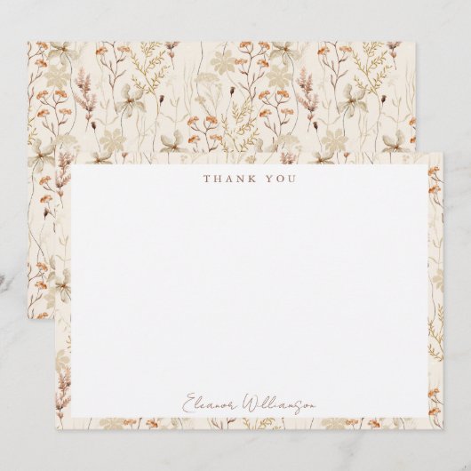 Boho Rustic Meadow Blume Brautparty Dankeskarte (Vorne/Hinten)