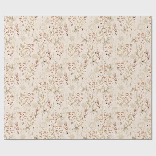Boho Rustic Meadow Blume Brautparty Geschenkpapier (Flach)