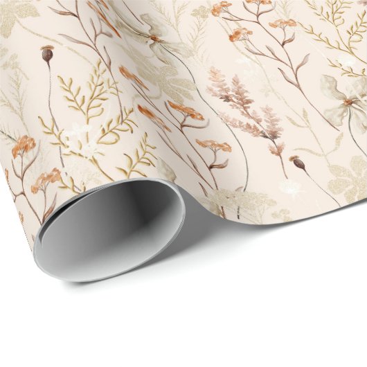 Boho Rustic Meadow Blume Brautparty Geschenkpapier (Rolleneckpunkt)