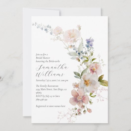 Boho Rustic Meadow Wildblume Brautparty Einladung (Vorderseite)