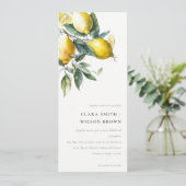 Boho Rustic Minimal Yellow Lemon Garden Wedding Einladung (Stehend Vorderseite)