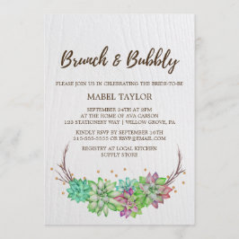 Boho Rustic Minze Floral Succulent Brunch & Bubbly Einladung