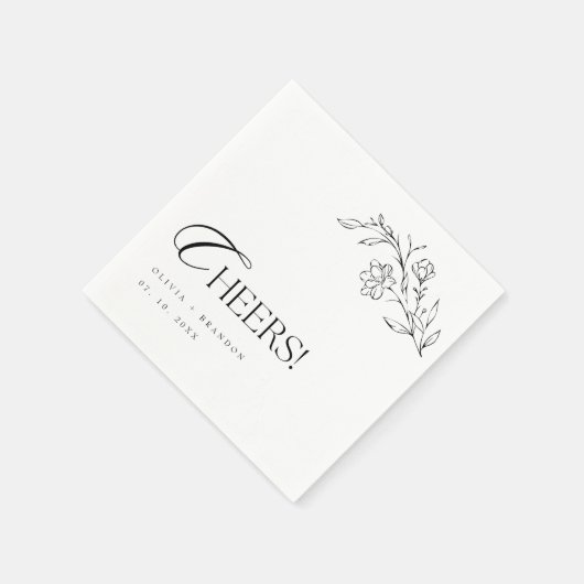 Boho Rustic Moderne Minimalistisch Cheers Wedding Serviette (Ecke)