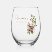 Boho Rustic Nature Botanical Custom Brautparty Weinglas Ohne Stiel (Vorderseite)