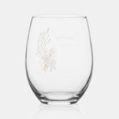 Boho Rustic Nature Botanical Custom Brautparty Weinglas Ohne Stiel (Rückseite)