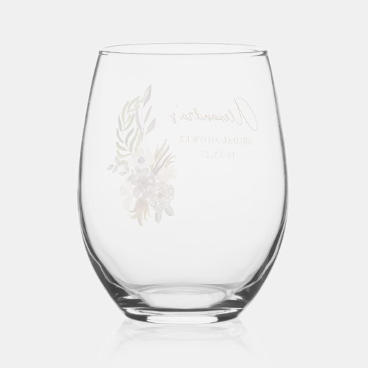 Boho Rustic Nature Botanical Custom Brautparty Weinglas Ohne Stiel (Rückseite)