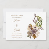 Boho Rustic Nature Plum Floral Save the Date Karte (Vorderseite)