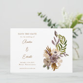 Boho Rustic Nature Plum Floral Save the Date Karte (Stehend Vorderseite)