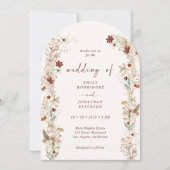 Boho Rustic Neutral Floral Romantic Arch Wedding Einladung (Vorderseite)